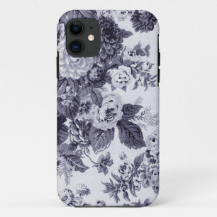 Mulberry Blue  Floral Toile Fabric No.3 iPhone 11 Hoesje