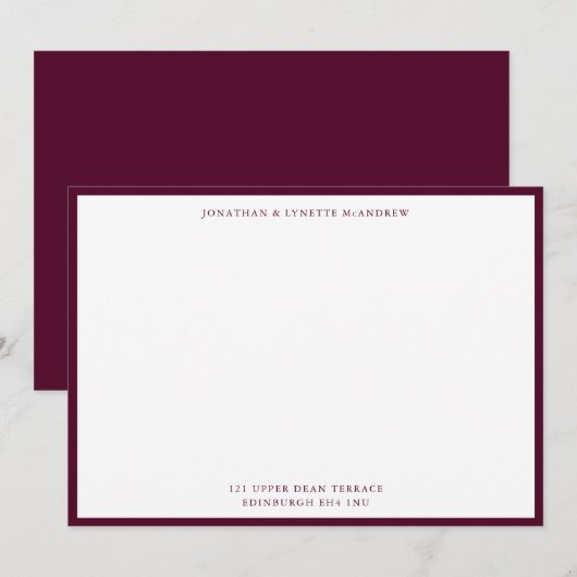 Mulberry Classic Border Flat Note Card Notitiekaartje (Voorkant / Achterkant)