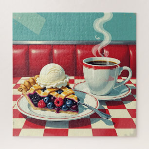 Mulberry en Blueberry Pie, ijs en koffie Legpuzzel