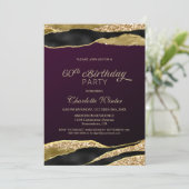 Mulberry Gold Glitter 60th Birthday Party Kaart (Staand voorkant)
