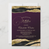 Mulberry Gold Glitter Birthday Party Kaart (Voorkant)