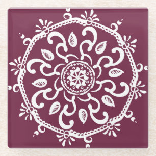 Mulberry Mandala Glazen Onderzetter