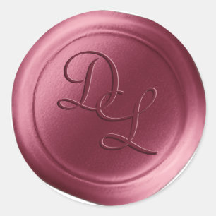 Mulberry Mauve 2-letterige Monogram Wax Seal Stick Ronde Sticker