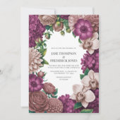 Mulberry, Mauve Clay & Soft Fig Wedding Invitation (Devant)