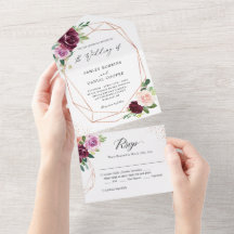 Mulberry Paarse Blush Floral Geometric Wedding