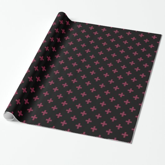 Mulberry polka kruist zwart cadeaupapier (Uitgerold)