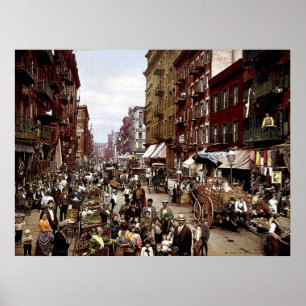 Mulberry Street NYC, rond 1900 Canvas Print
