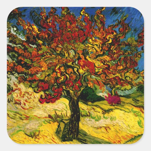 Mulberry Tree Van Gogh Fine Art Vierkante Sticker (Voorkant)