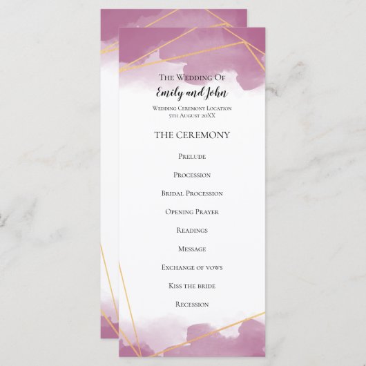 Mulberry Waterverf Goud Geometrische Lijnen Bruilo Programma (Voorkant / Achterkant)