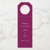 Mulberry Wedding Welkom Bottle Hanger Labels (Voorkant)