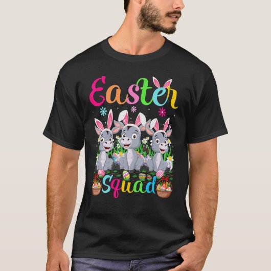 Mule Bunny Ear Easter Squad Mule Happy Pasen T-shirt (Voorkant)