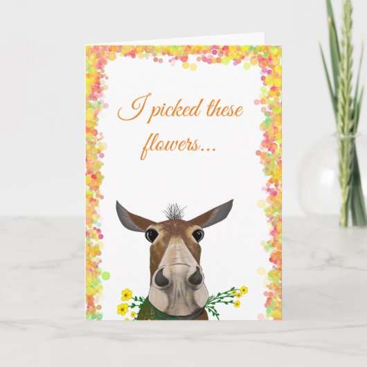 Mule de dessin mignonne avec Fleurs Carte de fête  (Devant)
