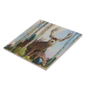 “Mule Deer bok en vrouwtje” door W Herbert Dunton Tegeltje (Zijkant)