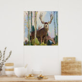 "Mule Deer Buck and Doe" van W Herbert Dunton Poster (Keuken)