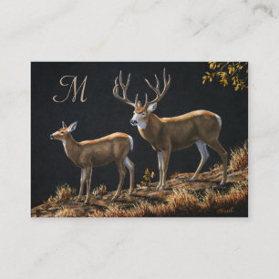 Mule Deer Buck & Doe Monogram Visitekaartje