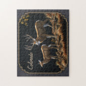 Mule Deer Buck en Doe Grey Custom Legpuzzel (Verticaal)