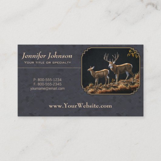 Mule Deer Buck en Doe Grey Custom Visitekaartje (Voorkant)