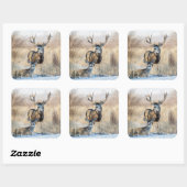 Mule Deer Buck en Doe Vierkante Sticker (Vel)
