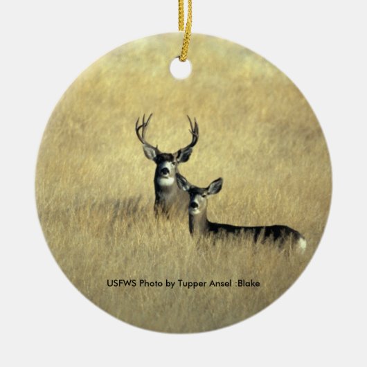 Mule Deer Keramisch Ornament (Voorkant)