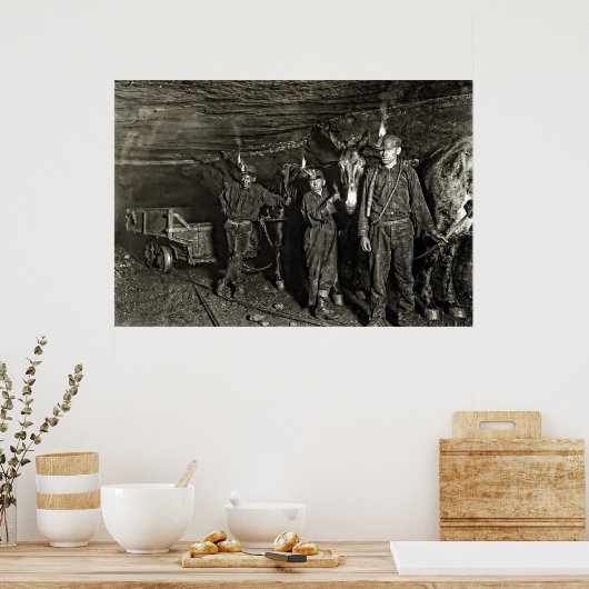 MULE DRIVERS IN COAL MINE 1908 POSTER (Keuken)