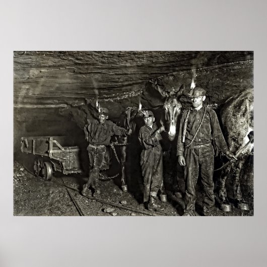 MULE DRIVERS IN COAL MINE 1908 POSTER (Voorkant)