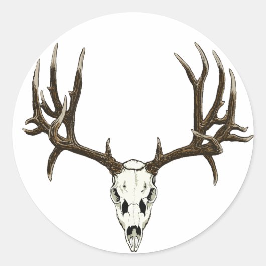 Mule hert schedel ronde sticker (Voorkant)