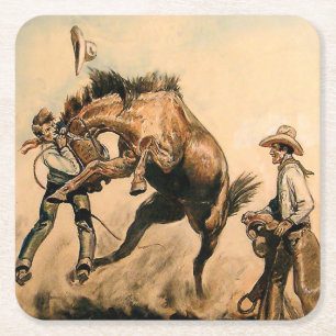 “Mule” Westerse kunst van Will James Vierkante Kartonnen Onderzetter