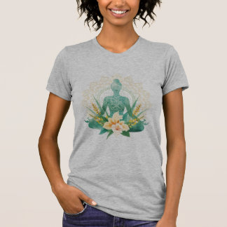 Mulher Yoga Mandala Camiseta Design Meditação Trop T-shirt