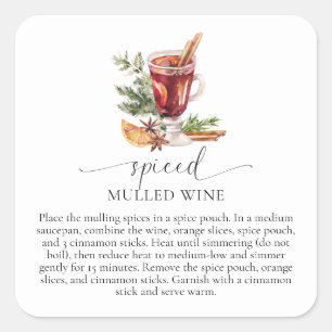 Mulled Wine Recept Kit Kerstmis Vierkante Sticker