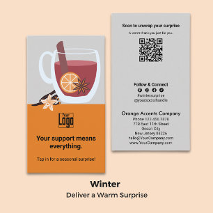Mulled Wine Theme - Surprise QR Winter Dank u Visitekaartje
