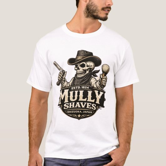 Mully Shaves – Outlaw Barber Design T-shirt (Voorkant)