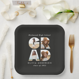Multi-afstudeerder zwart, modern elegant party dec papieren bordje