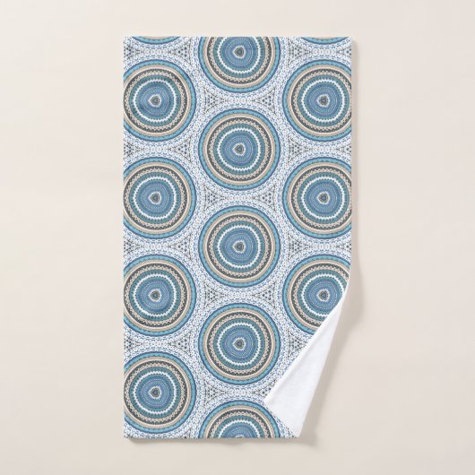 Multi Blue Mandala Pattern  Bad Handdoek (Handdoek)