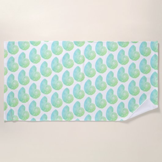 Multi Blue Nautilus Shell Beach Towel Strandlaken (Voorkant)