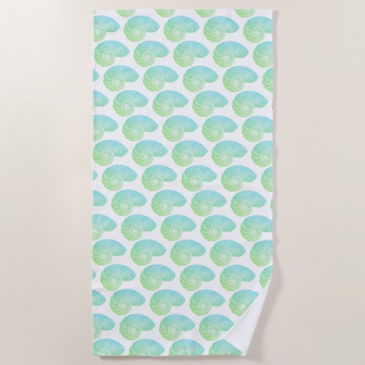 Multi Blue Nautilus Shell Beach Towel Strandlaken (Voorkant)
