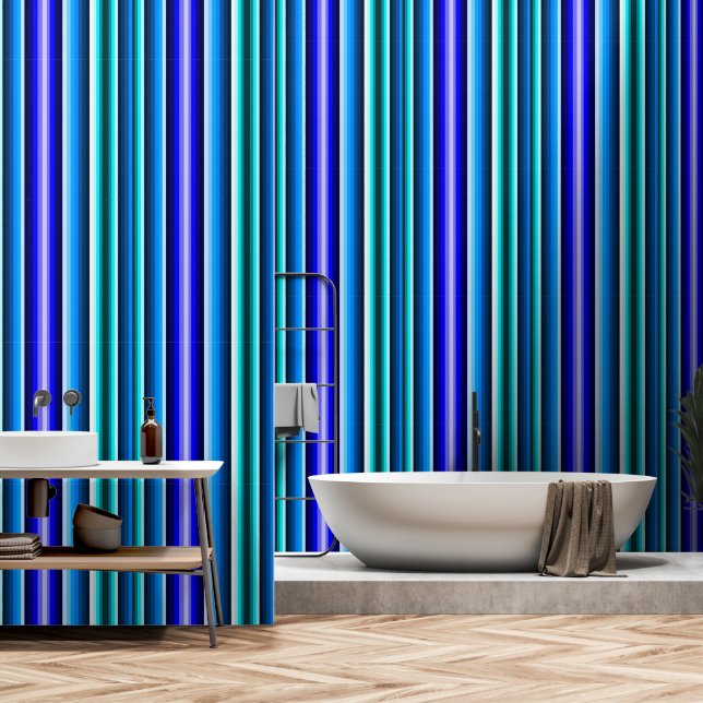 Multi Blue Stripe Behang (Badkamer)