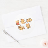 Multi-Cat Sticker – 5 Cute Kawaii Cats (Round) (Enveloppe)
