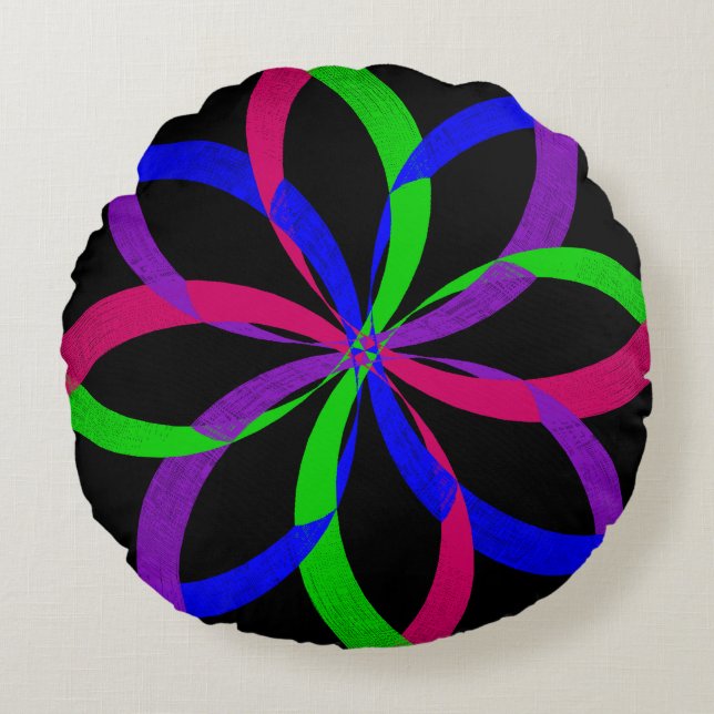 Multi Color Afbeelding 8 Geometrische ronde kussen (Voorkant)