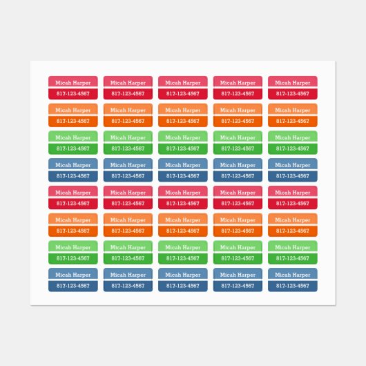 Multi-Color Blok Kleding Label Rechthoek (Vel)