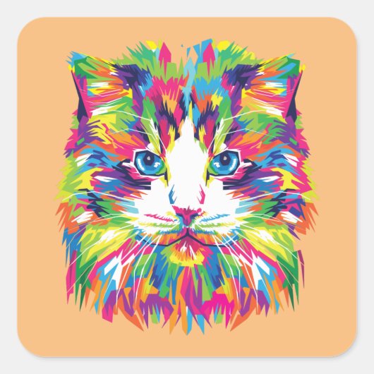 Multi-Color Cat Face Sticker (Voorkant)