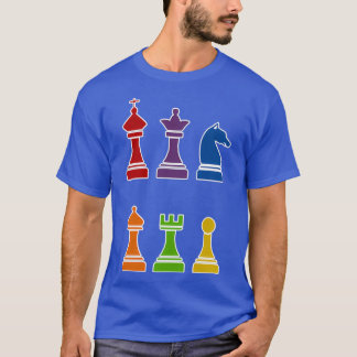 Multi Color Chess Piece Design  T-shirt