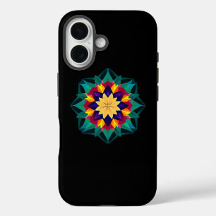 Multi Color Crystal Motief op Zwart iPhone 16 Hoesje