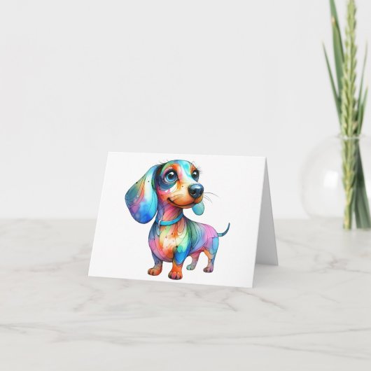Multi Color Dachshund Wenskaart Kaart (Voorkant)