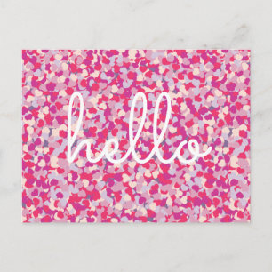Multi Color Heart Confetti Hallo Custom Message Briefkaart
