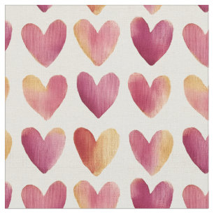 Multi Color Hearts op Ivoor Stof