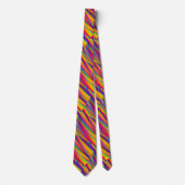 Multi-Color Neon Stripe Blokken Necktie Stropdas (Voorkant)