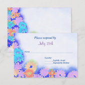 Multi-Color Rainbow Boho Flowers RSVP Kaartje (Voorkant / Achterkant)