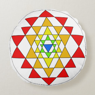 Multi-Color Sri Yantra Meditation Cushion Rond Kussen