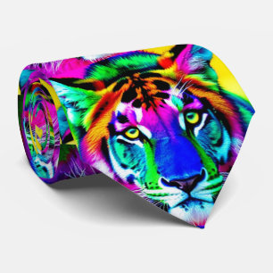 Multi-color tijger grote kat patroon stropdas