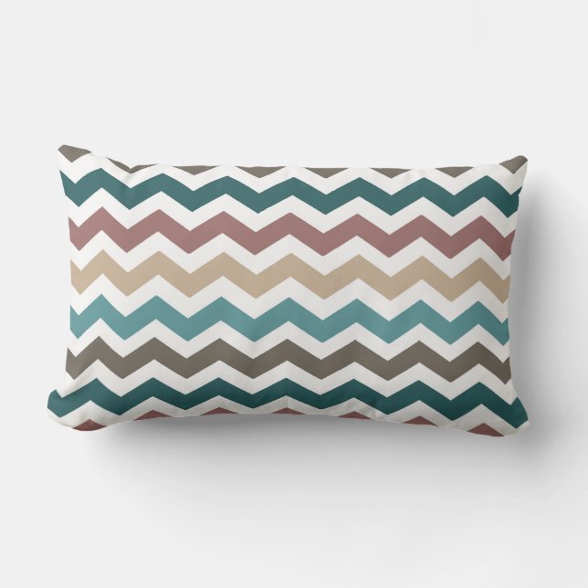 Multi-Color ZigZag/ Checkered Reversible Pillow Kussen (Voorkant)